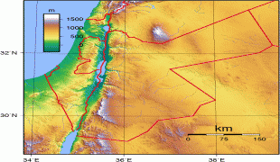 Kaart (cartografie)-Jordanië-Jordan_Topography.png