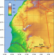 Карта (мапа)-Мауританија-Mauritania-topography-Map.png