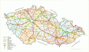 Kaart (kartograafia)-Tšehhi-detailed_road_map_of_czech_republic.jpg