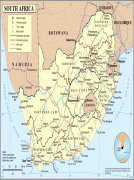 Kaart (kartograafia)-Lõuna-Aafrika Vabariik-detailed_political_map_of_south_africa_with_cities_airports_roads_and_railroads.jpg