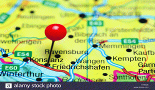 Mapa-Aeropuerto de Friedrichshafen-friedrichshafen-pinned-on-a-map-of-germany-H7K535.jpg