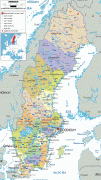 Kaart (cartografie)-Zweden-Swedish-political-map.gif