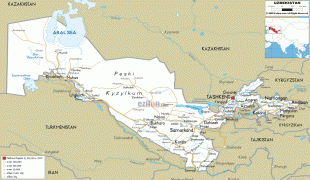 Karte (Kartografie)-Usbekistan-Uzbekistan-road-map.gif