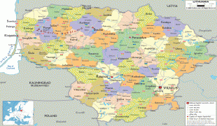 Kort (geografi)-Litauen-Lithuanian-political-map.gif