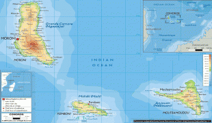 Карта-Коморски острови-Comoros-physical-map.gif
