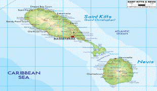 Χάρτης-Άγιος Χριστόφορος και Νέβις-St.Kitts-physical-map.gif
