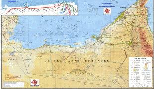 Карта (мапа)-Уједињени Арапски Емирати-detailed_road_and_physical_map_of_uae.jpg