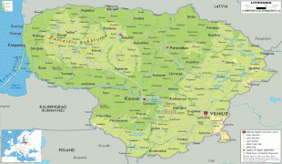 Kort (geografi)-Litauen-physical-map-of-Lithuania.gif