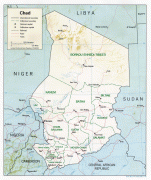 Kort (geografi)-Tchad-Chad_relief_map_1991,_CIA.jpg