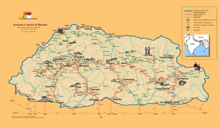 Kort (geografi)-Bhutan-Bhutan-tourist-map.jpg