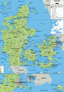 Kaart (cartografie)-Denemarken-Denmark-physical-map.gif