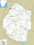 Térkép-Szváziföld-road-map-of-Swaziland.gif
