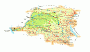 Kaart (cartografie)-Congo-Brazzaville-detailed_road_and_physical_map_of_congo_democratic_republic.jpg