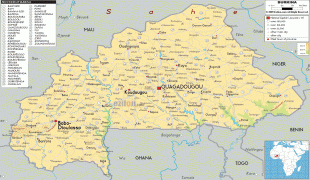 Карта-Буркина Фасо-Burkina-Faso-physical-map.gif