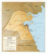 Карта (мапа)-Кувајт (град)-Kuwait-physical-Map.jpg