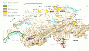 Kaart (kartograafia)-Šveits-detailed_physical_map_of_switzerland.jpg