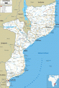 Kaart (cartografie)-Mozambique-Mozambique-road-map.gif
