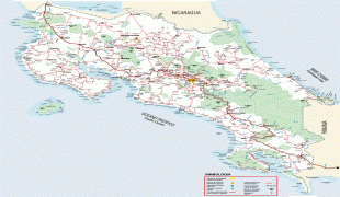 Kaart (kartograafia)-Costa Rica-detailed_road_map_of_costa_rica.jpg