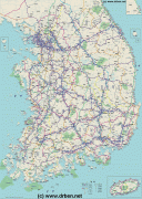Kaart (kartograafia)-Lõuna-Korea-large_detailed_road_map_of_south_korea.jpg