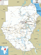 Kaart (cartografie)-Soedan-road-map-of-Sudan.gif