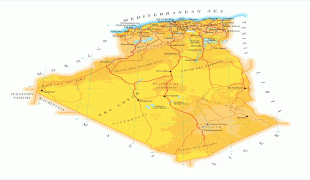 Kaart (kartograafia)-Alžeeria-large_road_map_of_algeria_with_cities.jpg