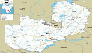 Kort (geografi)-Zambia-road-map-of-Zambia.gif