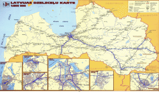Kort (geografi)-Letland-Latvia-railroads-Map.jpg