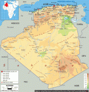 Kaart (kartograafia)-Alžeeria-large_physical_and_road_map_of_algeria.jpg