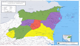 Kort (geografi)-Nicaragua-RAAN_Political_Map.jpg