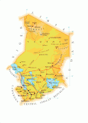 Kaart (cartografie)-Tsjaad-detailed_physical_and_road_map_of_chad.jpg