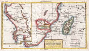 Karte (Kartografie)-Mosambik-1780_Raynal_and_Bonne_Map_of_South_Africa,_Zimbabwe,_Madagascar,_and_Mozambique_-_Geographicus_-_Mozambique-bonne-1780.jpg