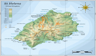 Kaart (cartografie)-Sint-Helena, Ascension en Tristan da Cunha-large_detailed_topographical_map_of_st_helena.jpg