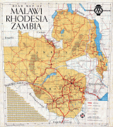 Kaart (kartograafia)-Sambia-Malawi-Rhodesia-and-Zambia-Road-Map.jpg