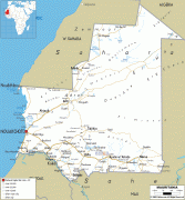 Kort (geografi)-Mauretanien-Mauritania-road-map.gif