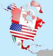 Kaart (cartografie)-Noord-Amerika-North_America_Flag_Map_by_lg_studio.png