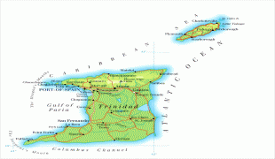 Karte (Kartografie)-Trinidad und Tobago-large_detailed_road_and_physical_map_of_trinidad_and_tobago.jpg