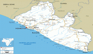 Žemėlapis-Liberija-Liberia-road-map.gif