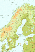 Kaart (cartografie)-Zweden-Sweden-Physical-Map.gif