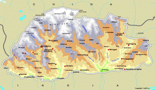 Kort (geografi)-Bhutan-Bhutan-Map.jpg