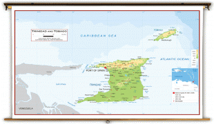 Kaart (kartograafia)-Trinidad ja Tobago-academia_trinidadtobago_physical_lg.jpg