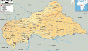 Kaart (kartograafia)-Kesk-Aafrika Vabariik-Central-African-physical-ma.gif