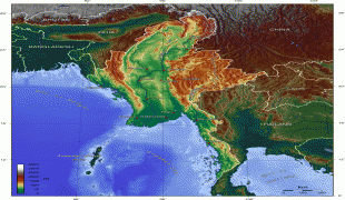 Kaart (cartografie)-Myanmar-Burma_topo_en.jpg